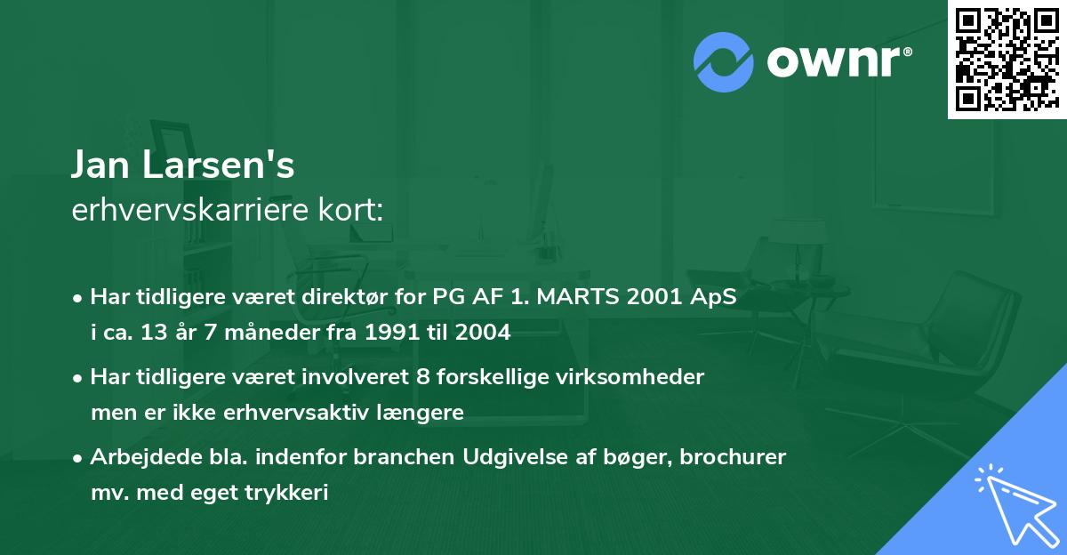 Jan Larsen's erhvervskarriere kort