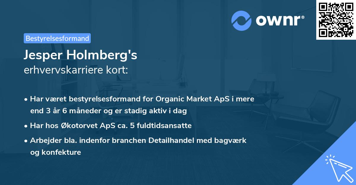 Jesper Holmberg's erhvervskarriere kort