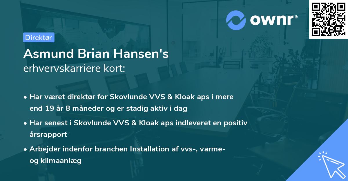 Asmund Brian Hansen's erhvervskarriere kort