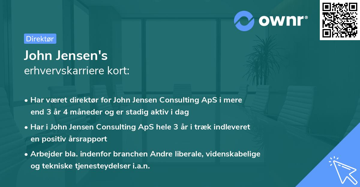 John Jensen's erhvervskarriere kort