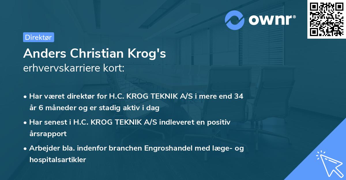 Anders Christian Krog's erhvervskarriere kort