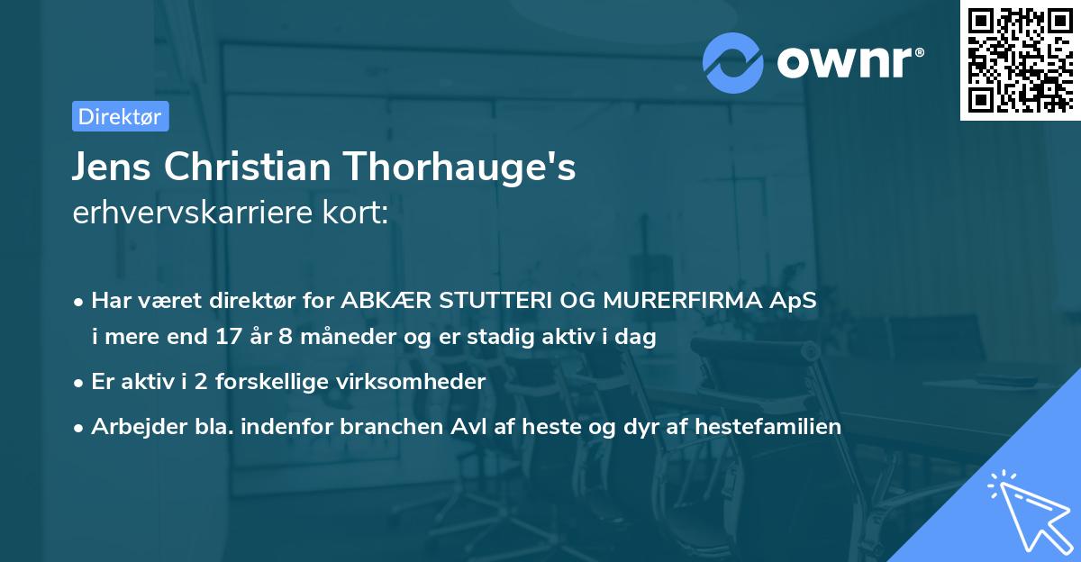 Jens Christian Thorhauge's erhvervskarriere kort