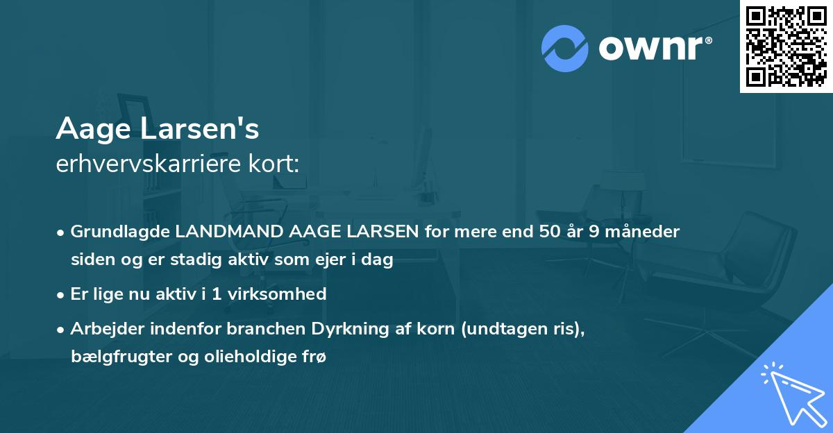 Aage Larsen's erhvervskarriere kort