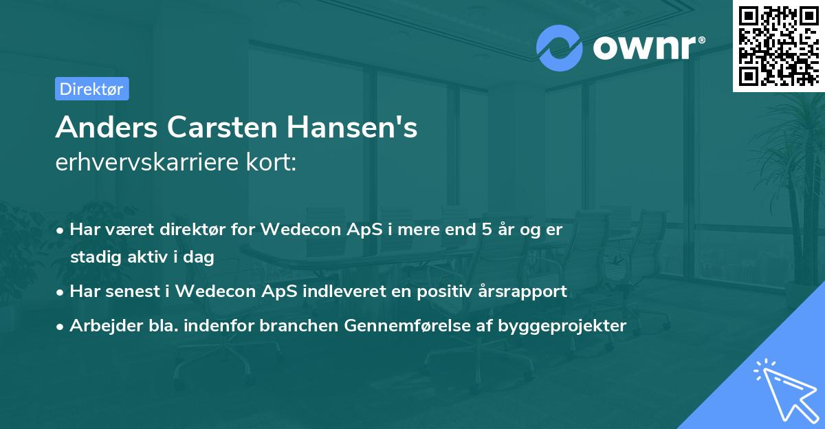 Anders Carsten Hansen's erhvervskarriere kort