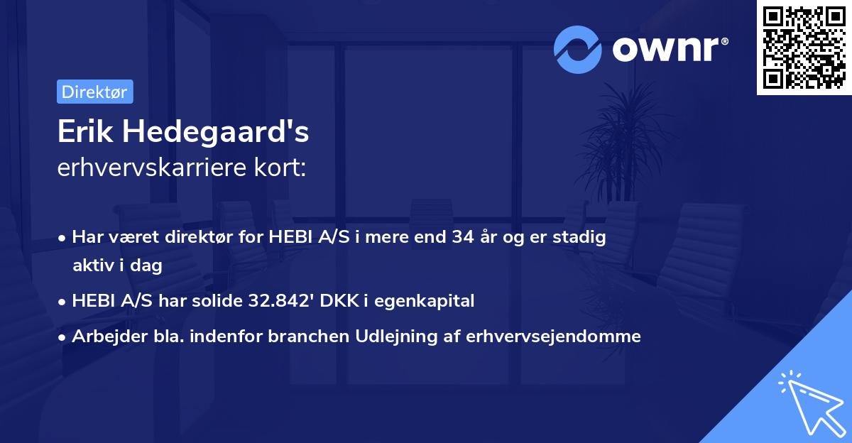 Erik Hedegaard's erhvervskarriere kort