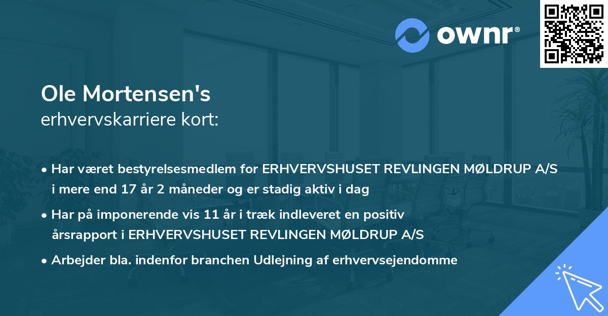 Ole Mortensen's erhvervskarriere kort