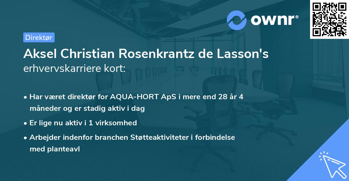 Aksel Christian Rosenkrantz de Lasson's erhvervskarriere kort