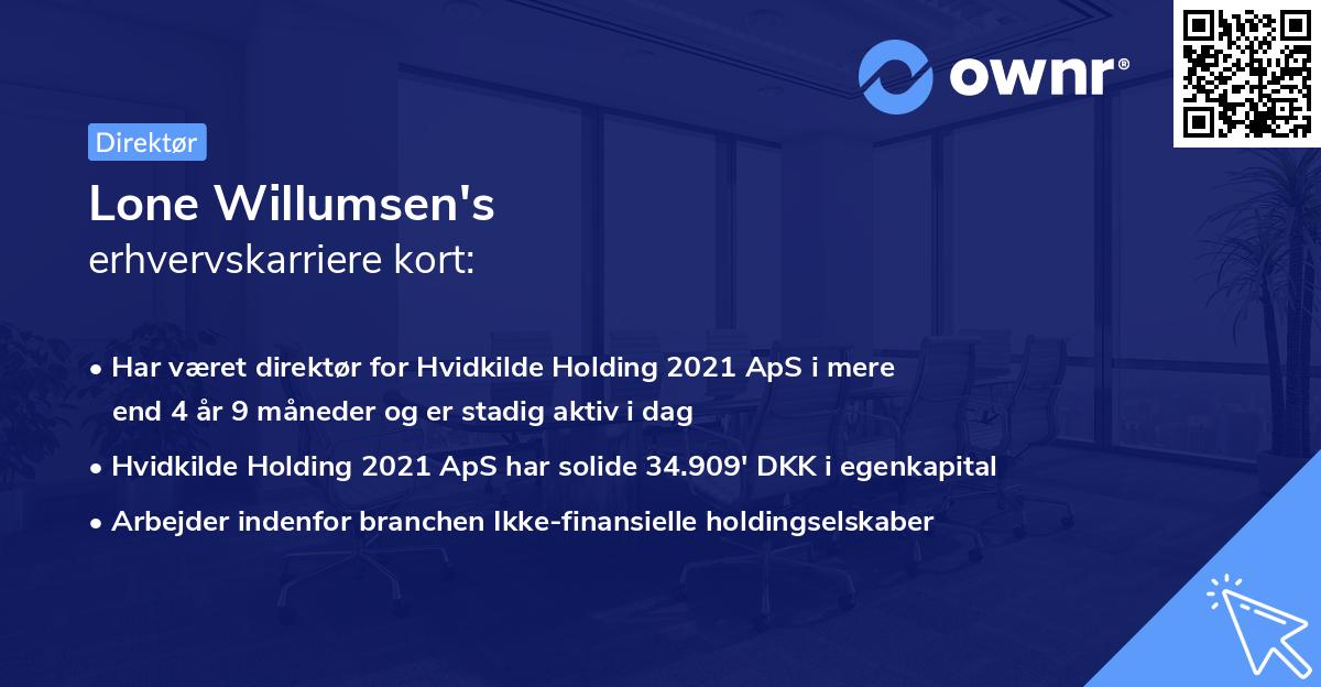 Lone Willumsen's erhvervskarriere kort