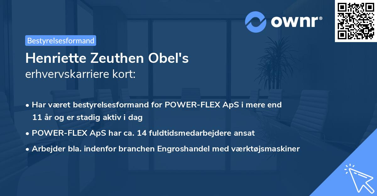 Henriette Zeuthen Obel's erhvervskarriere kort