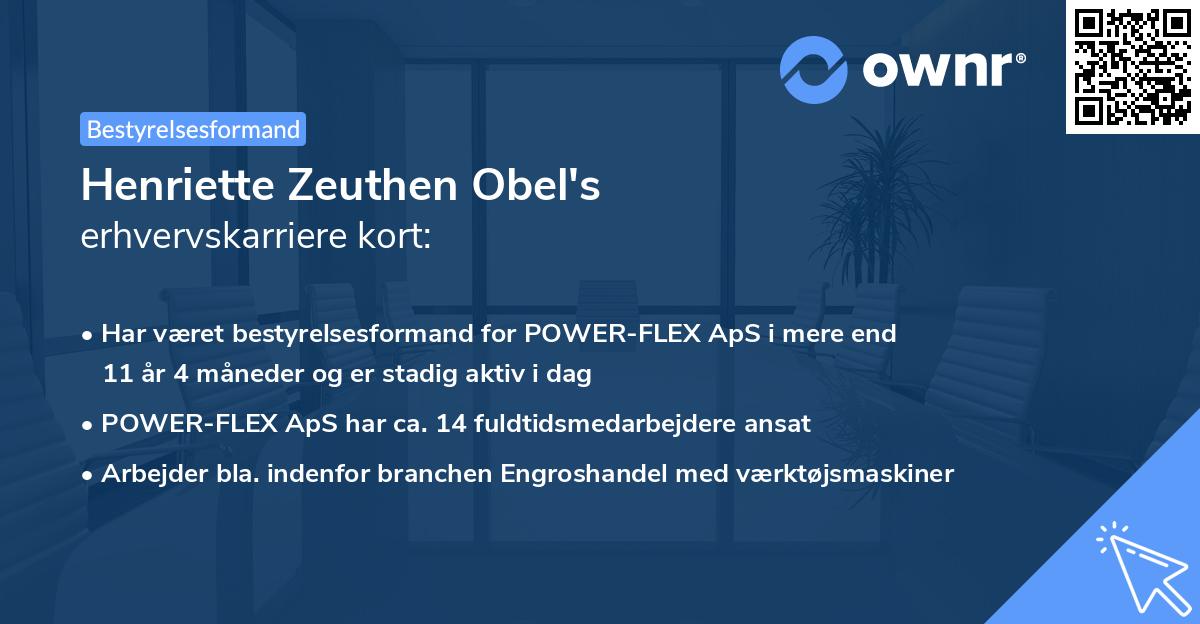 Henriette Zeuthen Obel's erhvervskarriere kort