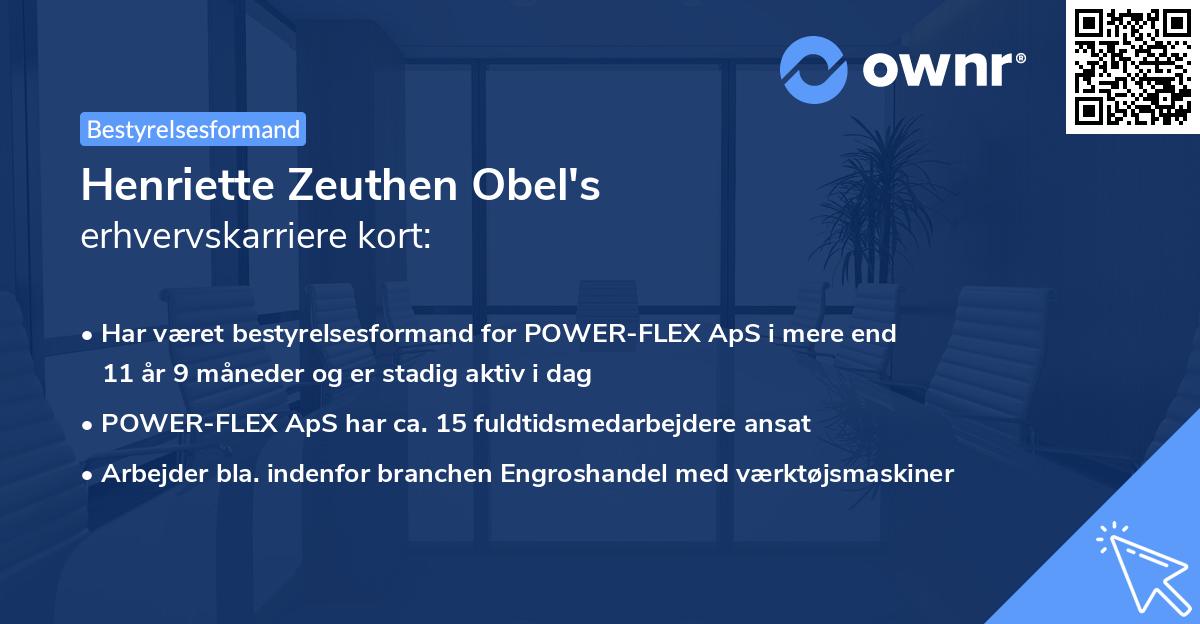 Henriette Zeuthen Obel's erhvervskarriere kort
