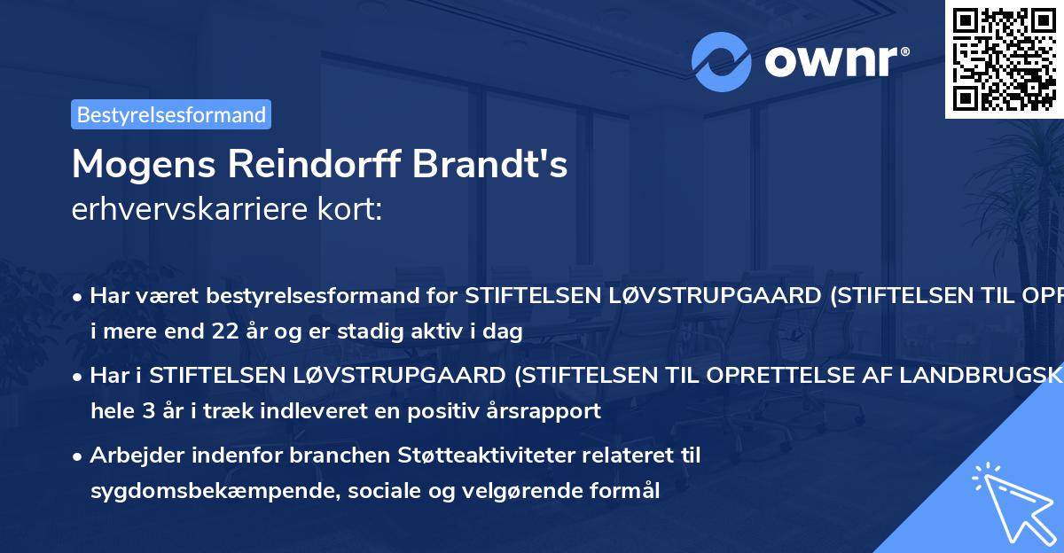 Mogens Reindorff Brandt's erhvervskarriere kort