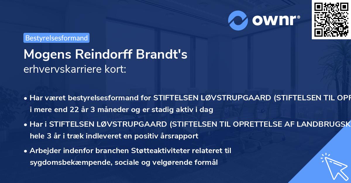 Mogens Reindorff Brandt's erhvervskarriere kort