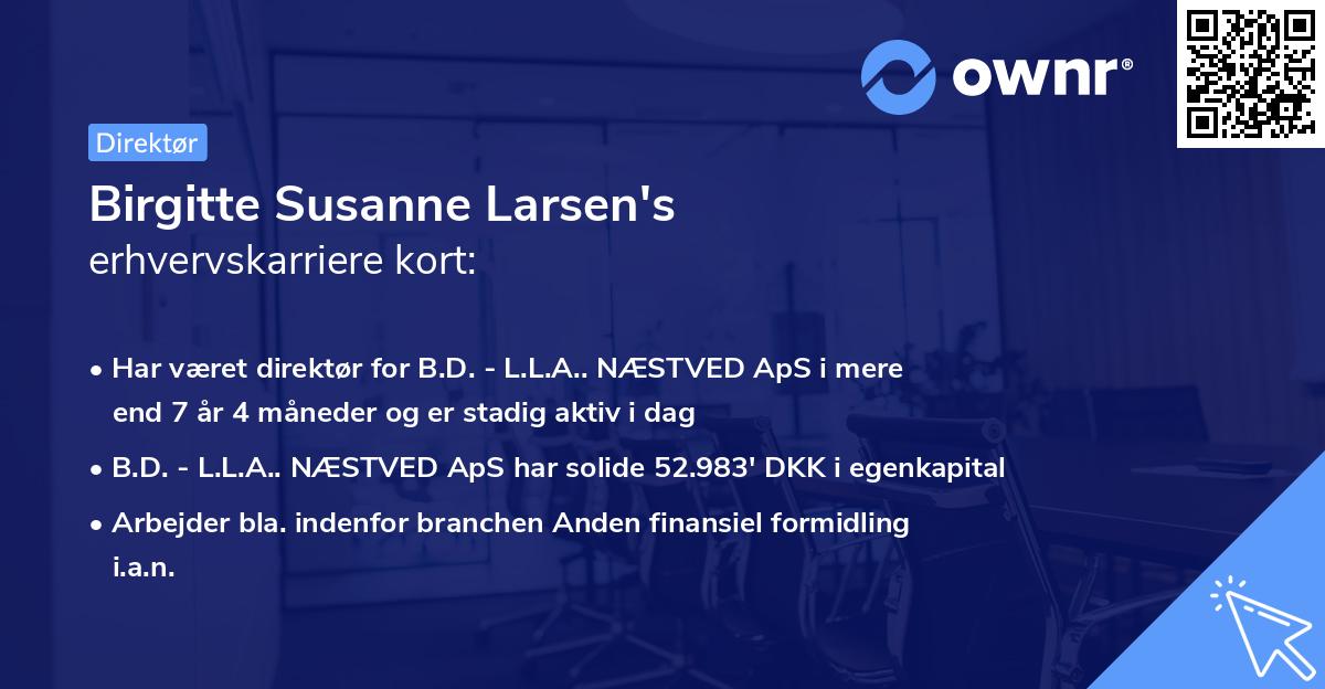 Birgitte Susanne Larsen's erhvervskarriere kort