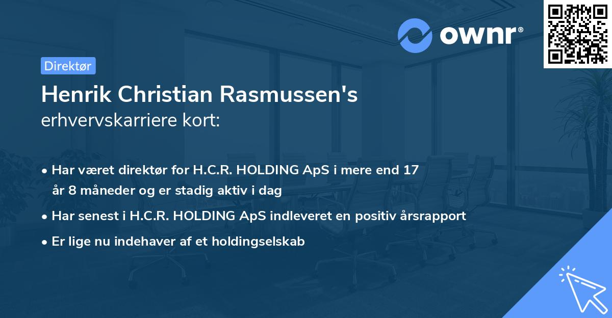 Henrik Christian Rasmussen's erhvervskarriere kort