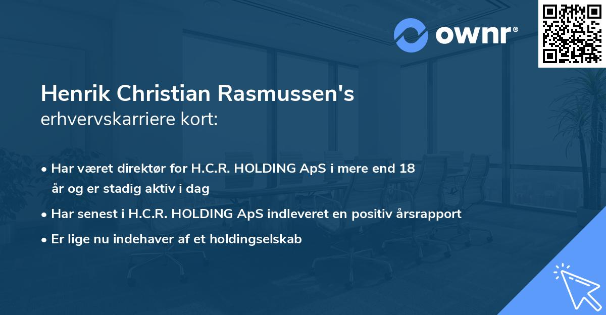 Henrik Christian Rasmussen's erhvervskarriere kort