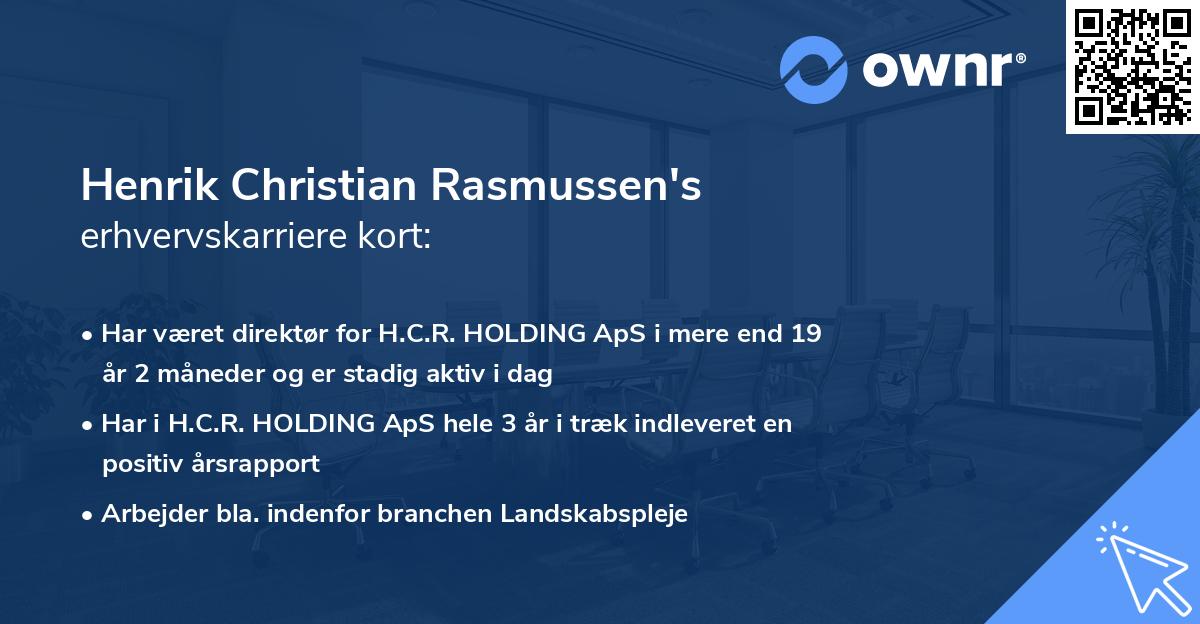 Henrik Christian Rasmussen's erhvervskarriere kort