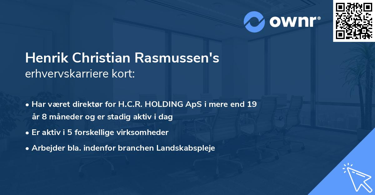 Henrik Christian Rasmussen's erhvervskarriere kort
