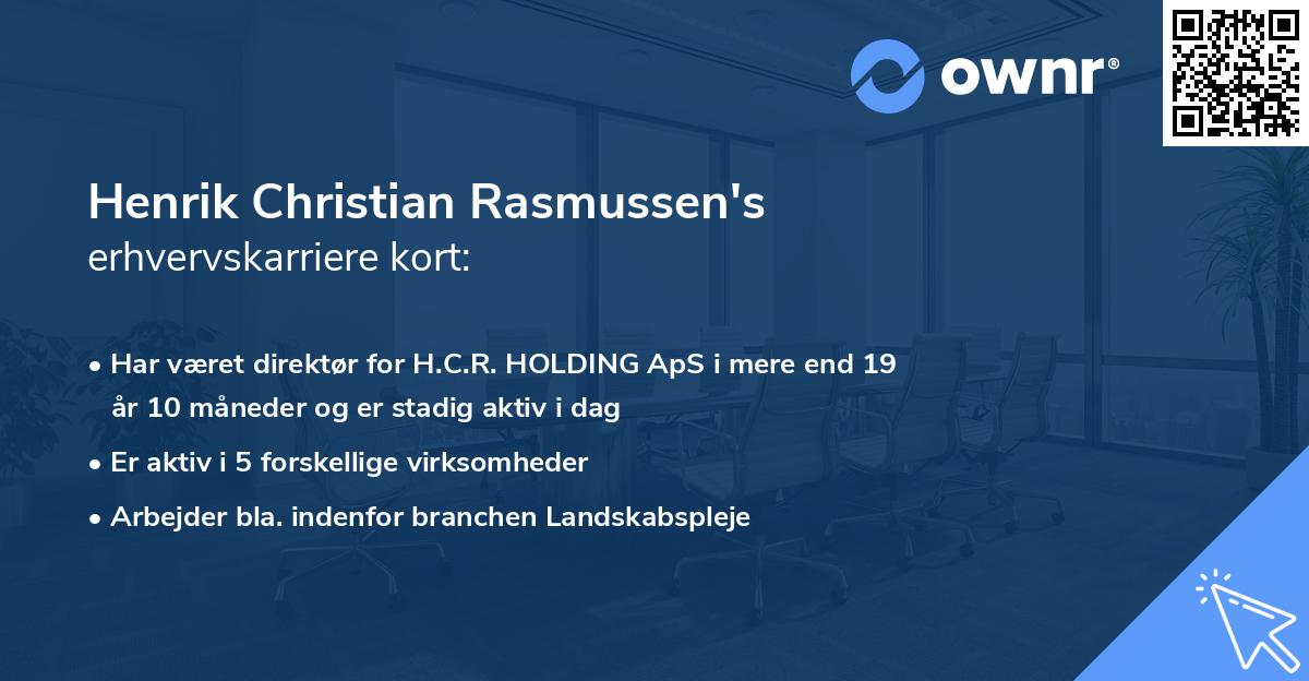 Henrik Christian Rasmussen's erhvervskarriere kort