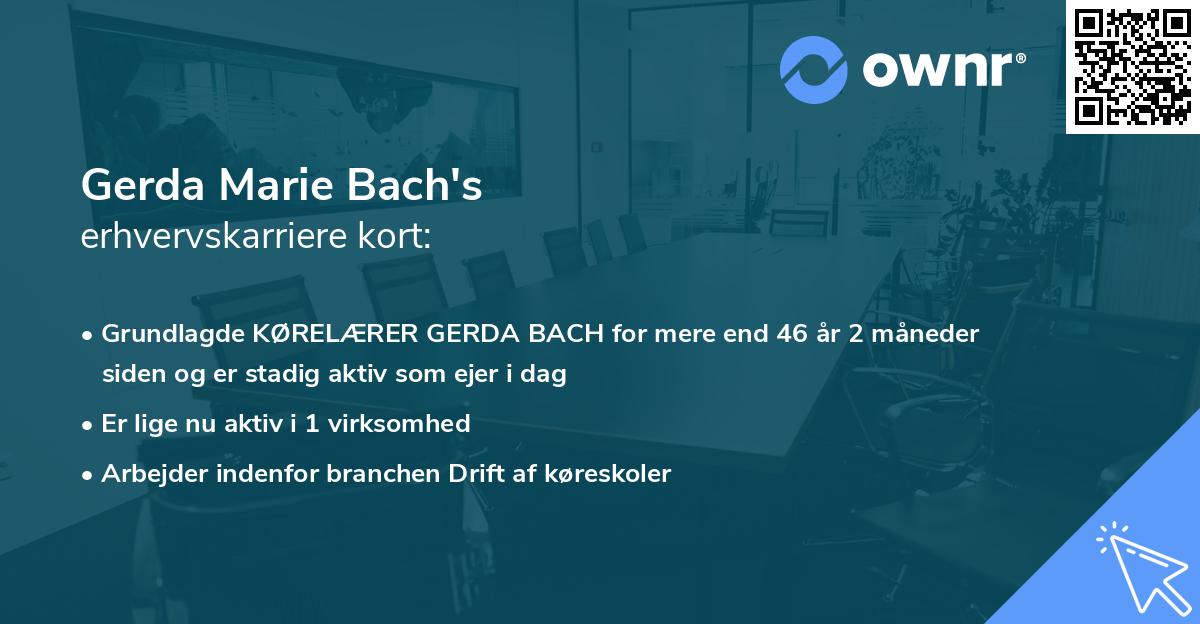 Gerda Marie Bach's erhvervskarriere kort