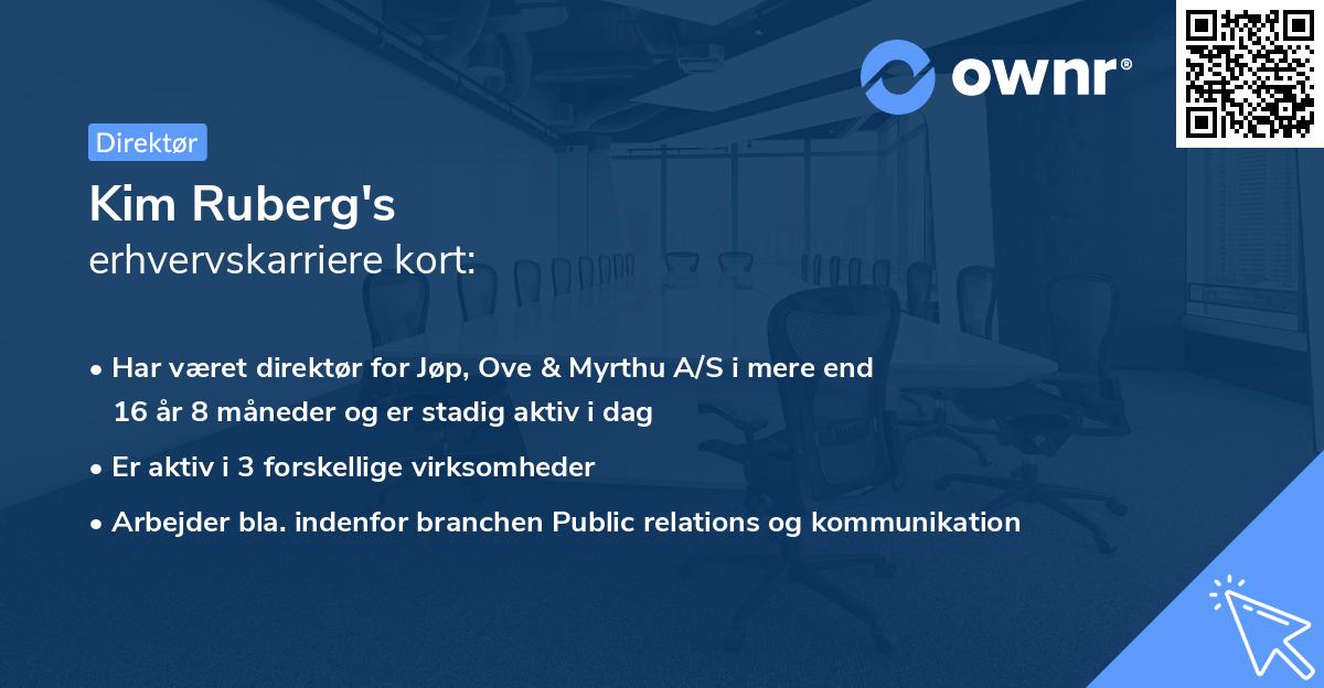Kim Ruberg's erhvervskarriere kort