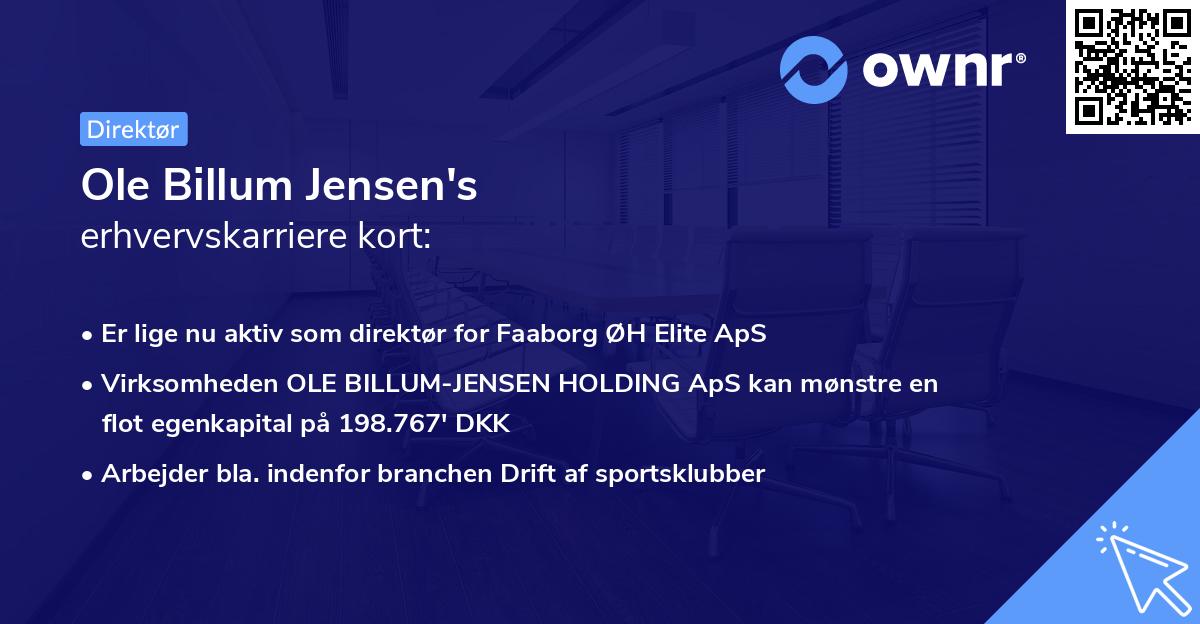 Ole Billum Jensen's erhvervskarriere kort