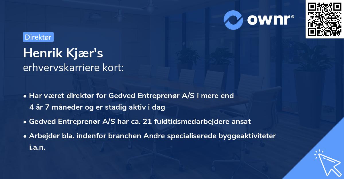 Henrik Kjær's erhvervskarriere kort