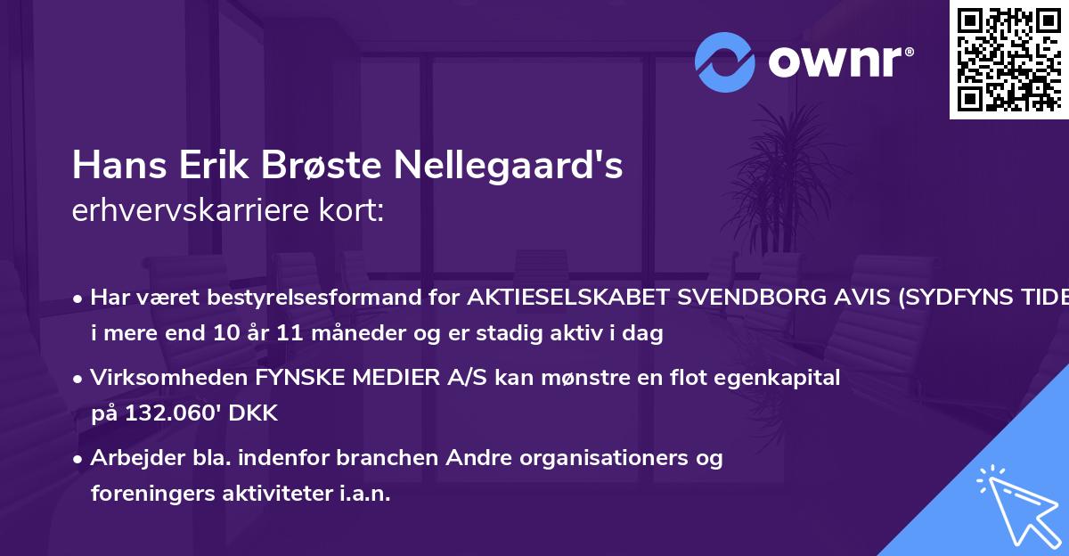 Hans Erik Brøste Nellegaard's erhvervskarriere kort