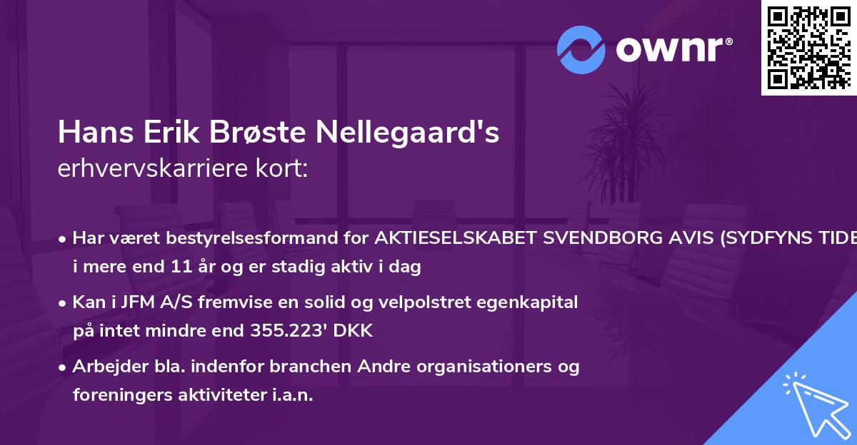 Hans Erik Brøste Nellegaard's erhvervskarriere kort