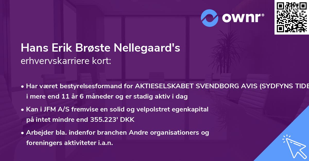 Hans Erik Brøste Nellegaard's erhvervskarriere kort