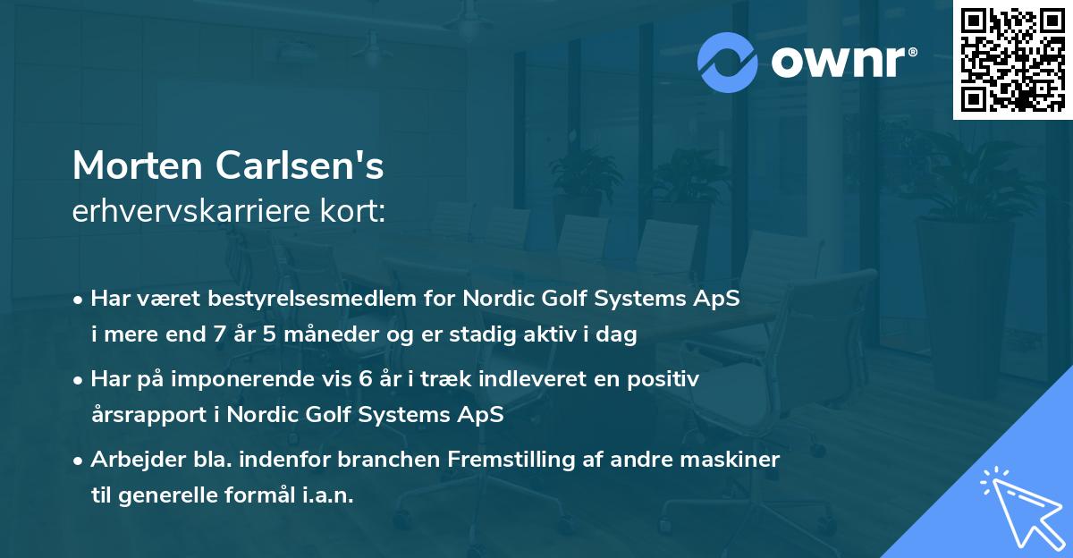 Morten Carlsen's erhvervskarriere kort