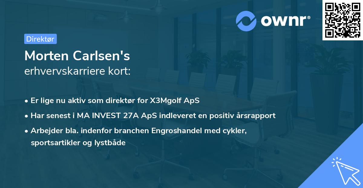 Morten Carlsen's erhvervskarriere kort