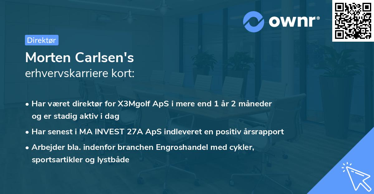 Morten Carlsen's erhvervskarriere kort