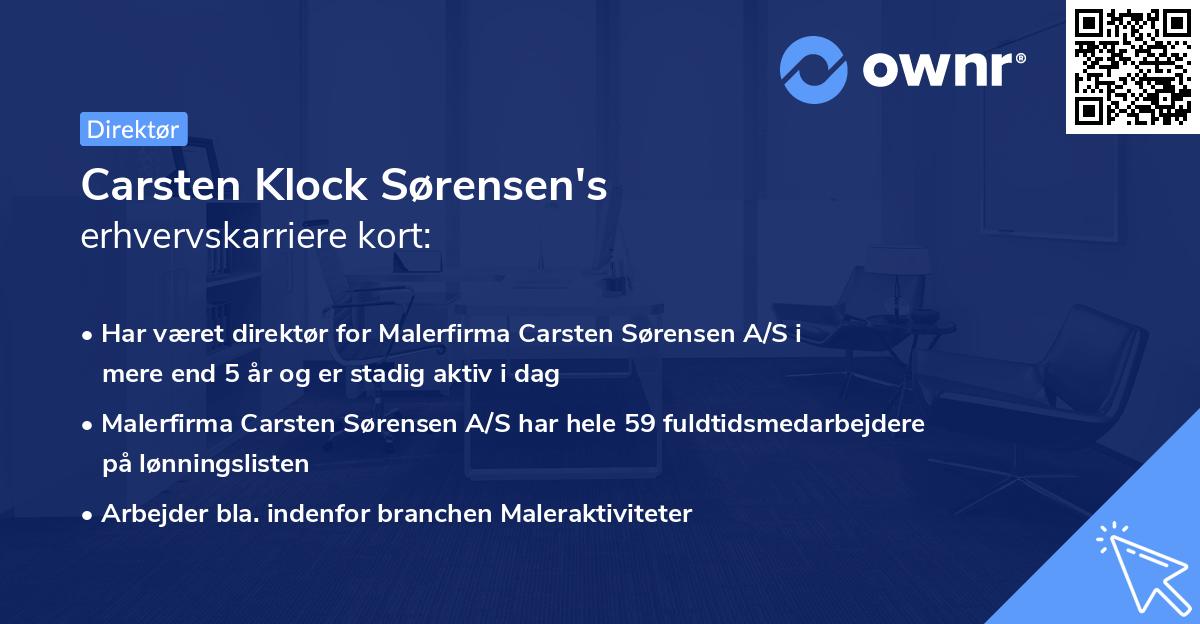 Carsten Klock Sørensen's erhvervskarriere kort