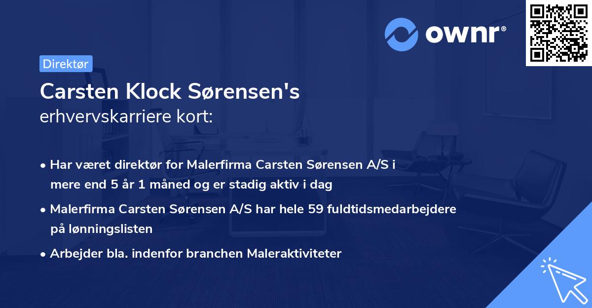 Carsten Klock Sørensen's erhvervskarriere kort