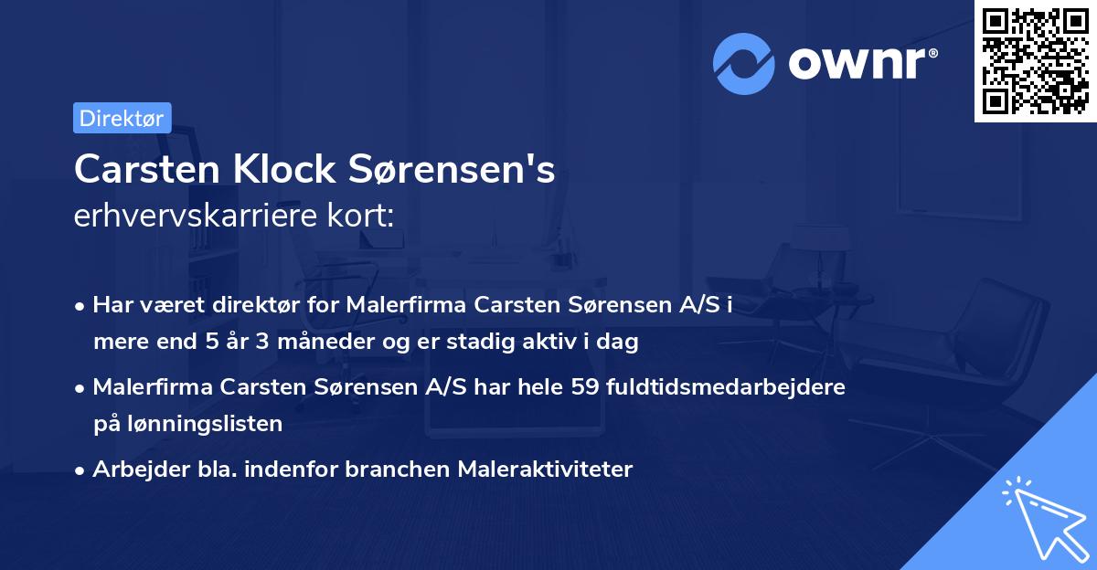 Carsten Klock Sørensen's erhvervskarriere kort