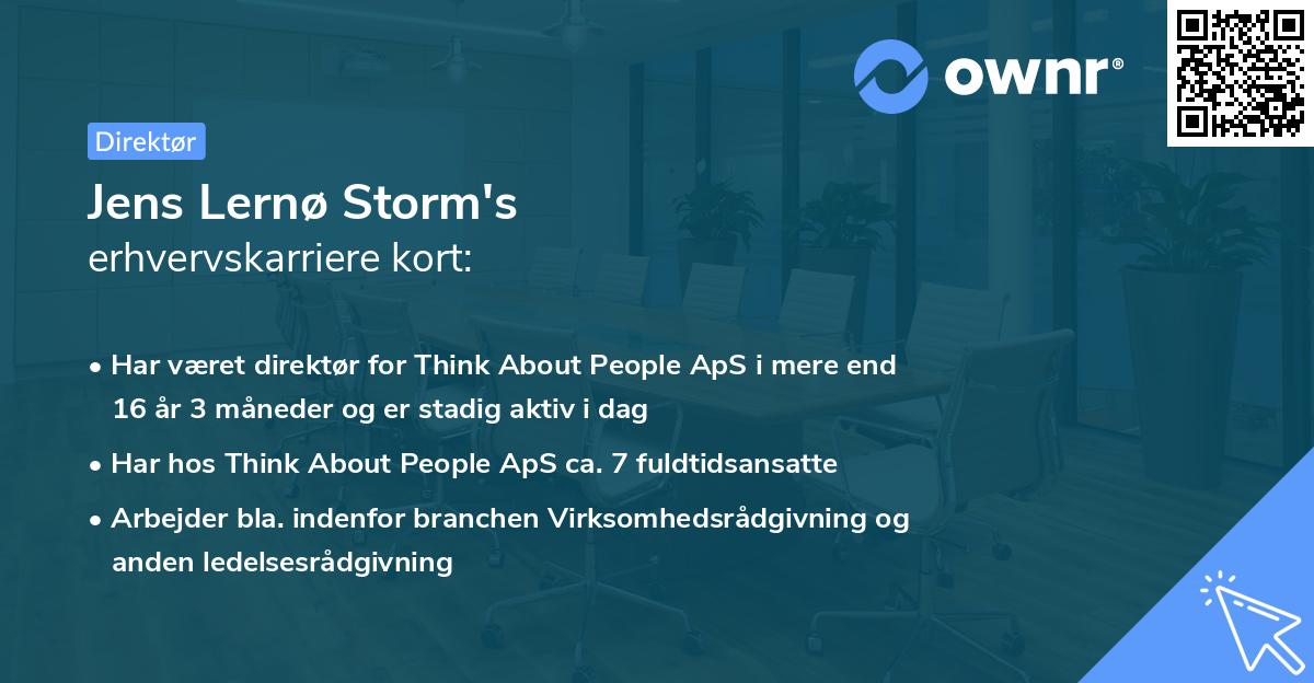 Jens Lernø Storm's erhvervskarriere kort