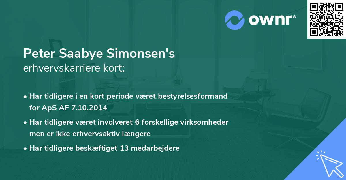 Peter Saabye Simonsen's erhvervskarriere kort
