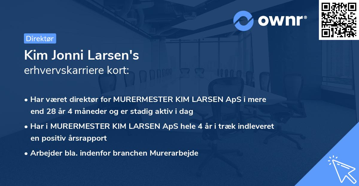 Kim Jonni Larsen's erhvervskarriere kort