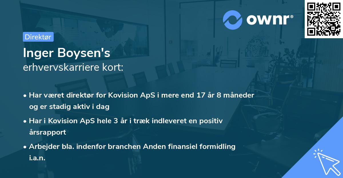 Inger Boysen's erhvervskarriere kort