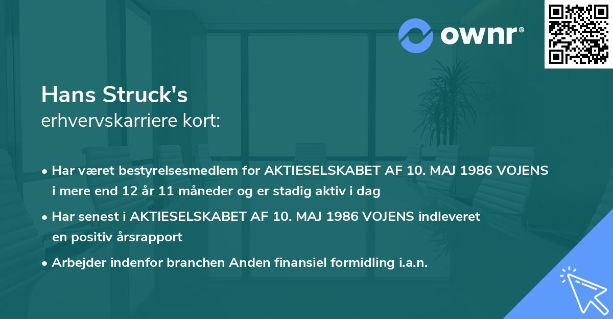 Hans Struck's erhvervskarriere kort