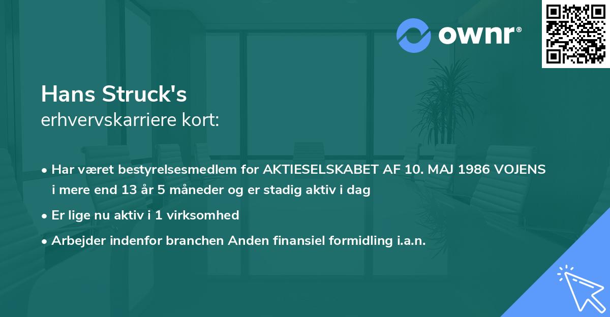 Hans Struck's erhvervskarriere kort