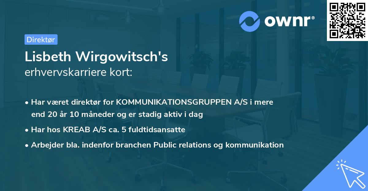 Lisbeth Wirgowitsch's erhvervskarriere kort