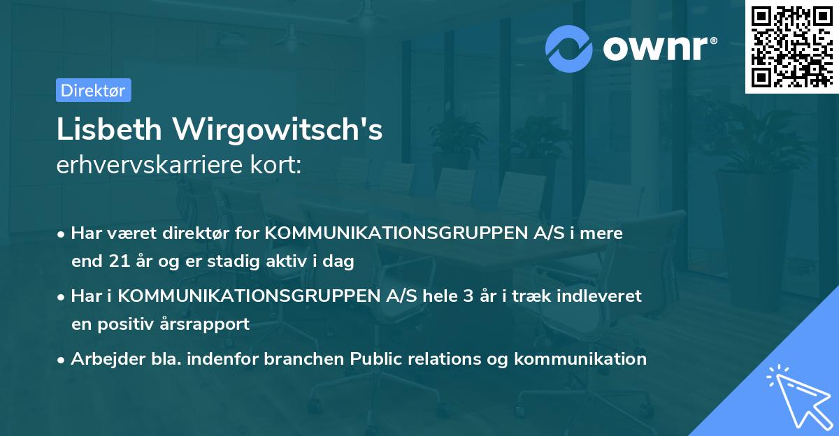 Lisbeth Wirgowitsch's erhvervskarriere kort