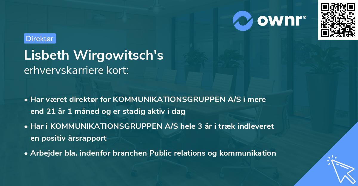 Lisbeth Wirgowitsch's erhvervskarriere kort