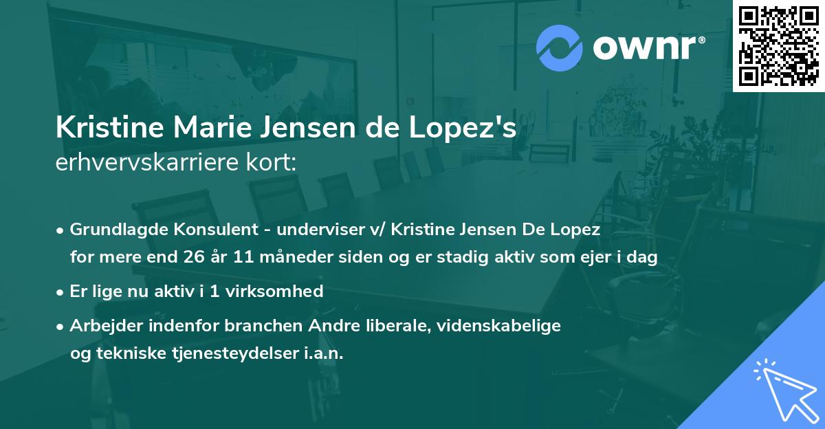 Kristine Marie Jensen de Lopez's erhvervskarriere kort