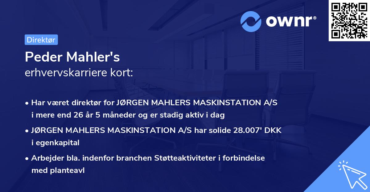 Peder Mahler's erhvervskarriere kort