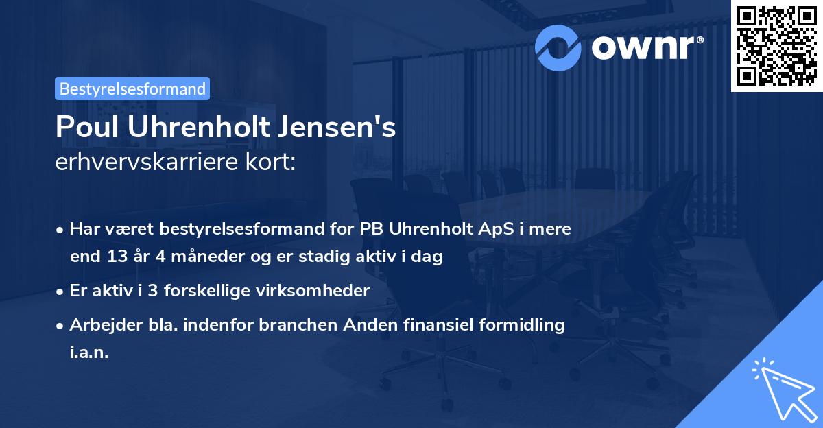 Poul Uhrenholt Jensen's erhvervskarriere kort