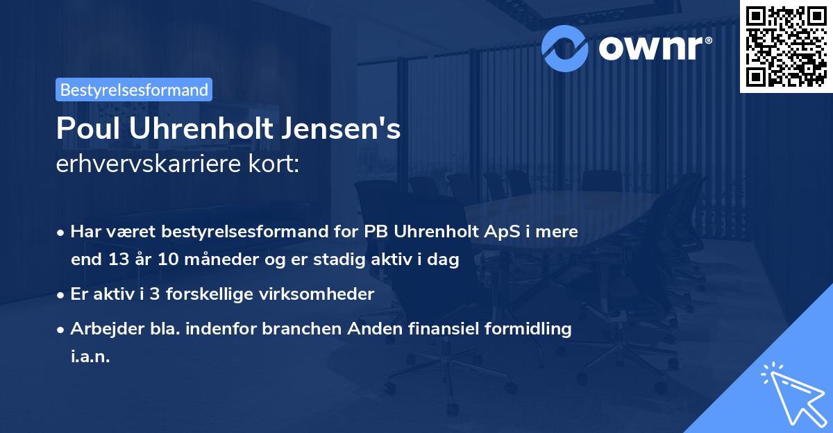 Poul Uhrenholt Jensen's erhvervskarriere kort