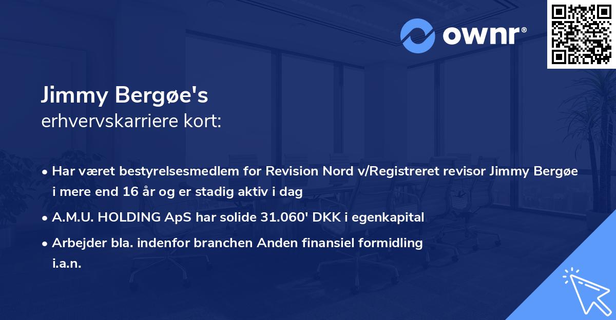 Jimmy Bergøe's erhvervskarriere kort